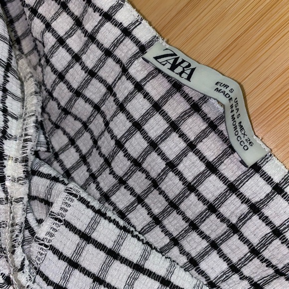 Zara Black and White Plaid Midi Sundress with Pompom Straps - Picture 4 of 9